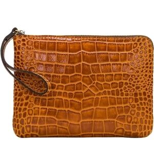 Patricia Nash Cassini Metallic Gold Tan Leather Wristlet - OS